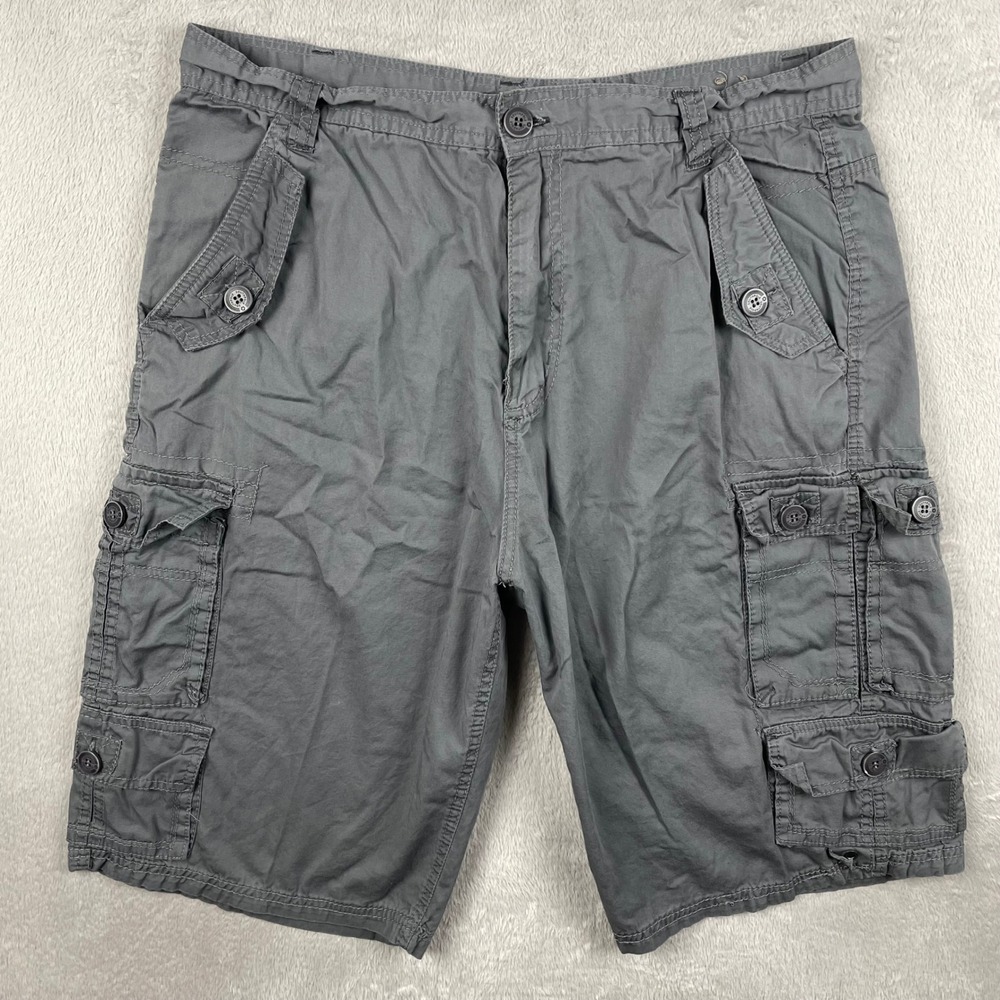 Vtg Southpole Cargo Shorts Mens 34 Baggy Gray Utility Y2K Gorpcore Skater 12"